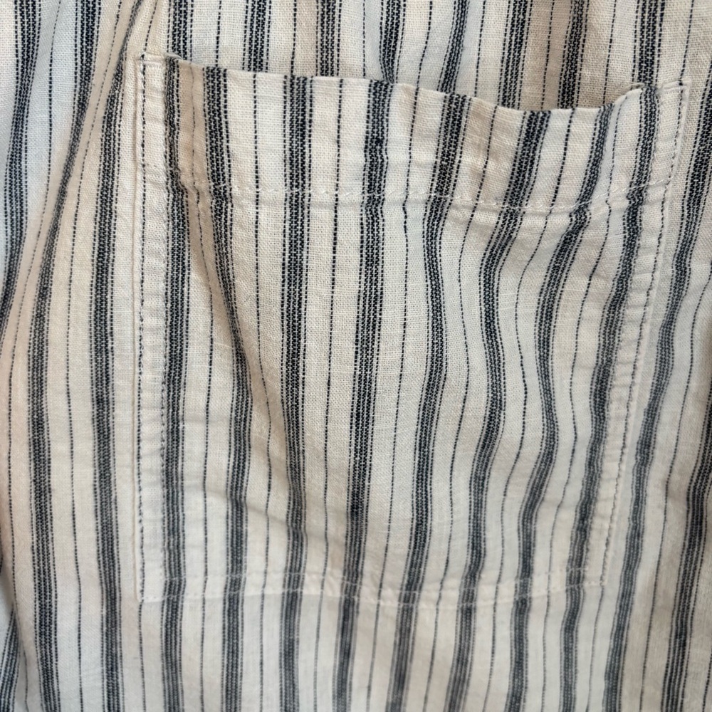 LOFT Striped Button-Front Mini Skirt - White & Blue - Picture 5 of 8